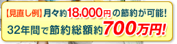 【見直し例】月々約18,000円の節約が可能！32年間で節約総額約700万円！
