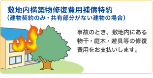 敷地内構築物修復費用補償特約(建物契約のみ・共有部分がない建物の場合)