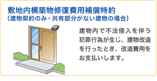 敷地内構造物修復補償特約(建物契約のみ・共有部分がない建物の場合)