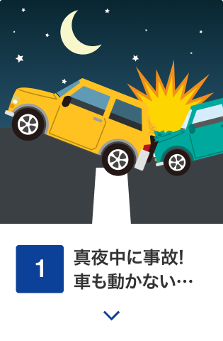 1 真夜中に事故！車も動かない…