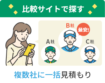 比較サイトで探す A社 B社 C社 複数社に一括見積もり